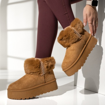 Cizme dama, Cizme scurte dama cu talpa groasa maro MOD12836, modlet.ro