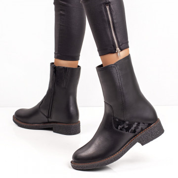Cizme scurte de dama negre din Piele naturala MOD07236, 2, modlet.ro