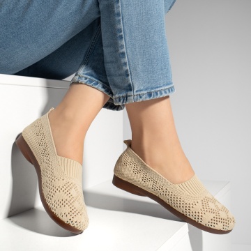 Espadrile dama cu perforatii si talpa joasa bej MOD13063, 4, modlet.ro