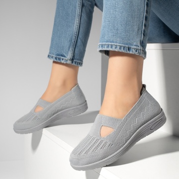 Espadrile dama cu talpa joasa din material textil gri MOD13062, 3, modlet.ro