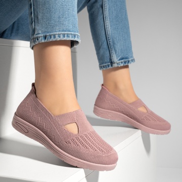 Espadrile dama cu talpa joasa din material textil roz MOD13062, 2, modlet.ro