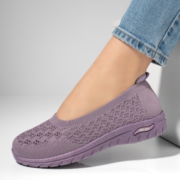 Espadrile dama din material textil cu perforatii mov MOD13058, 2, modlet.ro