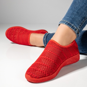 Espadrile sport dama cu perforatii rosii MOD13061, 2, modlet.ro