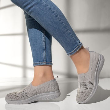 Espadrile sport dama cu strasuri aplicate gri MOD13178, 2, modlet.ro