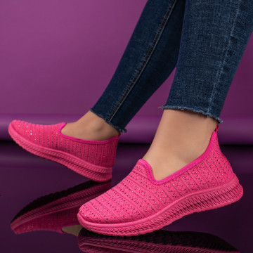 Espadrile sport dama cu strasuri din material textil roz MOD10997, 2, modlet.ro