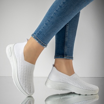 Espadrile sport dama cu talpa groasa albe EMA10, 3, modlet.ro