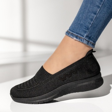 Espadrile sport dama cu talpa joasa din material textil negre MOD14208, 2, modlet.ro