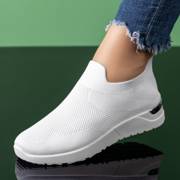 Espadrile sport dama din material textil albe MOD08522, 3, modlet.ro