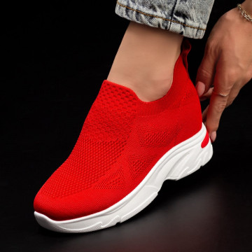 Espadrile sport dama din material textil rosii ZEF03147, 2, zeforia.ro