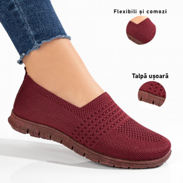 Espadrile sport dama din material textil visinii ZEF09085, 3, zeforia.ro