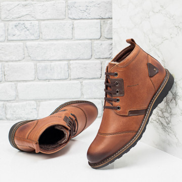 Ghete casual barbati cu siret maro din Piele naturala MOD10568, 1, modlet.ro
