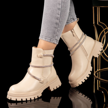 Ghete dama bej cu accesoriu detasabil MOD10716, 2, modlet.ro
