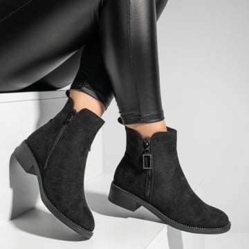 Ghete dama cu fermoar negru suede ZEF12728, 1, zeforia.ro