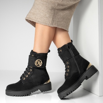 Ghete dama cu fermoar si inchidere cu scai negru suede MOD12817, 2, modlet.ro