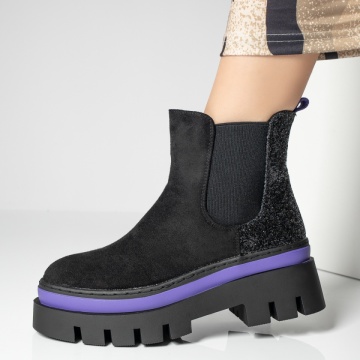 Ghete dama cu glitter negru suede MOD12262, 2, modlet.ro