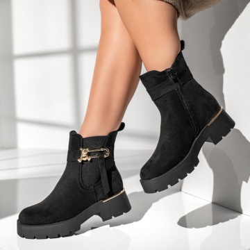 Ghete dama cu insertie de material elastic negru suede MOD12786, 2, modlet.ro