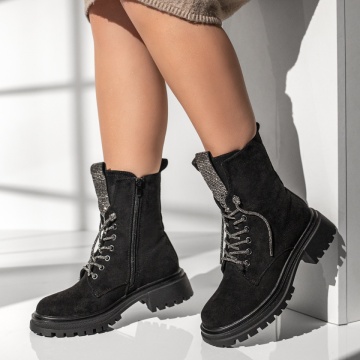 Ghete dama cu pietre aplicate si fermoar negru suede MOD12787, 4, modlet.ro