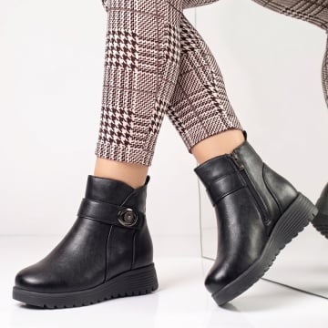 Ghete dama cu platforma negre din Piele negre ANCA20