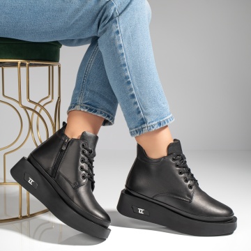 Ghete dama cu platforma si fermoar negre din Piele Naturala MOD12580, 4, modlet.ro