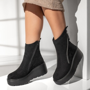 Ghete dama cu platforma si fermoar negru suede MOD12788, 2, modlet.ro