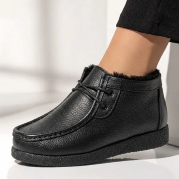 Ghete dama cu siret negre din Piele naturala DORA69, 2, modlet.ro