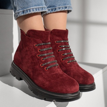 Ghete dama cu strasuri aplicate visiniu suede MOD12853, 3, modlet.ro