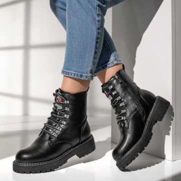 Ghete dama cu talpa groasa si fermoar si siret negre MOD07145, 4, modlet.ro