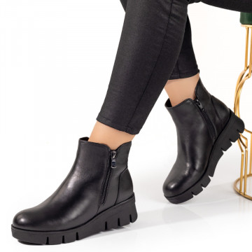 Ghete dama negre cu fermoar din Piele naturala MOD09870, 3, modlet.ro