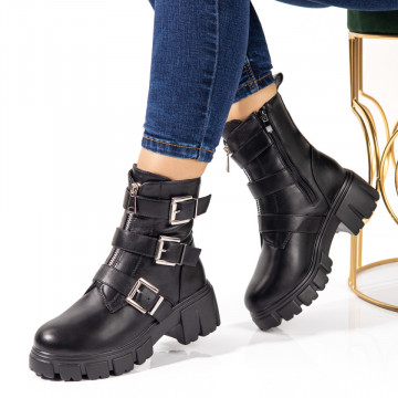 Ghete dama negre cu fermoar si catarame MOD10726, 1, modlet.ro
