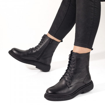 Ghete dama negre cu siret din Piele naturala MOD09865, 3, modlet.ro