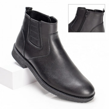 Ghete din Piele naturala barbati negre cu fermoar MOD02510, 3, modlet.ro