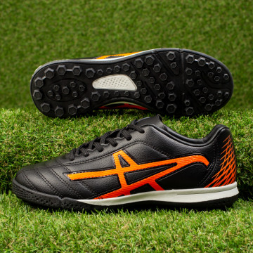 Ghete fotbal unisex pentru gazon sintetic negre cu portocaliu MOD09820, 3, modlet.ro
