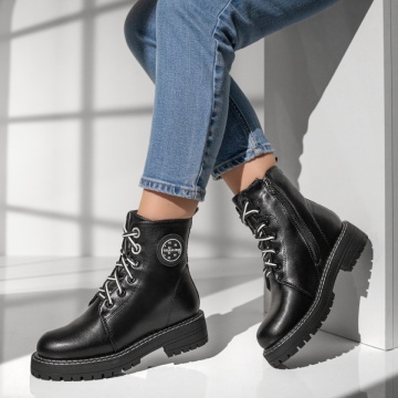 Ghete negre cu talpa groasa si fermoar dama MOD07148, 2, modlet.ro