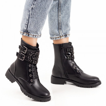 Ghete negre dama cu siret si fermoar MOD07218, 4, modlet.ro