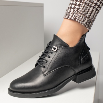 Ghete scurte dama cu siret negre din Piele naturala MOD12413, 3, modlet.ro