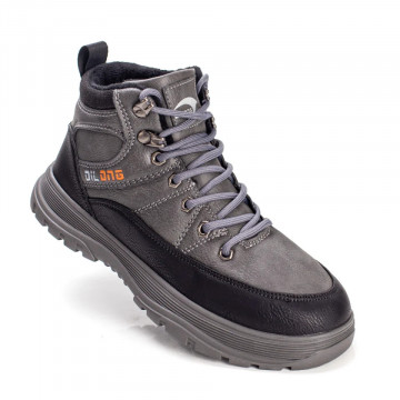 Ghete sport cu siret unisex gri cu negru MOD07363, 3, modlet.ro