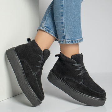 Ghete sport dama negre suede din Piele Naturala MOD12218, 4, modlet.ro