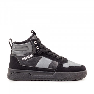 Ghete sport negre cu gri unisex cu siret MOD07011, 3, modlet.ro