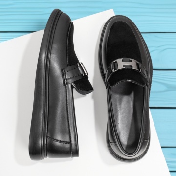 Mocasini barbati cu accesoriu metalic negri MOD11789, 4, modlet.ro