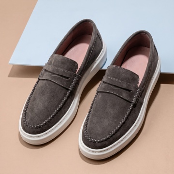 Mocasini barbati gri suede din Piele naturala LEO11