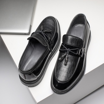 Mocasini negri barbati cu imprimeu MOD11681, 4, modlet.ro