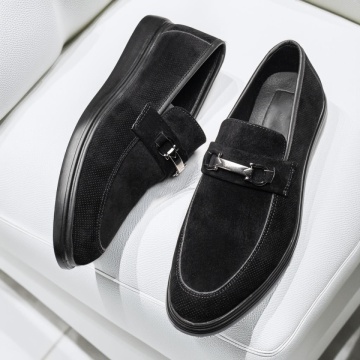 Mocasini negri suede barbati cu accesoriu metalic MOD11920, 1, modlet.ro