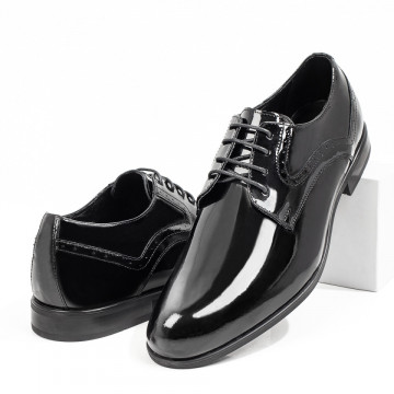 Pantofi barbati eleganti negri lacuiti din Piele naturala MOD08771, 4, modlet.ro