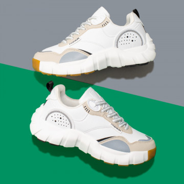 Pantofi barbati sport albi cu bej si talpa groasa MOD10041, 3, modlet.ro