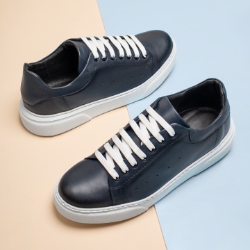 Pantofi casual barbati, albastri din piele naturala MOD11161, 3, modlet.ro