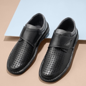 Pantofi casual barbati cu perforatii negri din Piele naturala MOD13462, 2, modlet.ro
