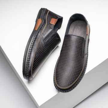 Pantofi casual barbati cu perforatii negri din Piele naturala MOD13644, 3, modlet.ro