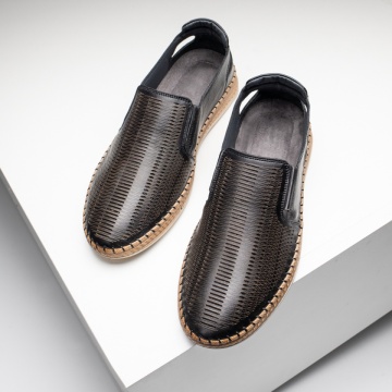 Pantofi casual barbati cu perforatii negri din Piele naturala MOD13645, 3, modlet.ro