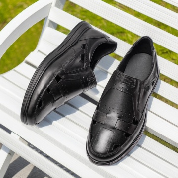 Pantofi casual barbati cu perforatii negri din Piele naturala ZEF13466, 2, zeforia.ro