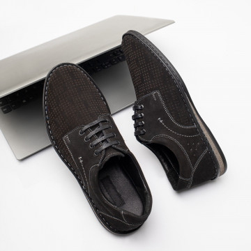 Pantofi casual barbati cu perforatii negri suede MOD11465, 2, modlet.ro